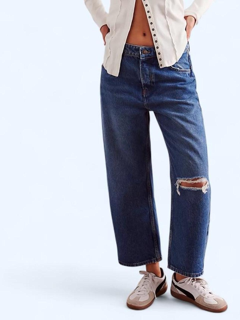 WE THE FREE - DEEP TRANCE MID RISE DROPPED BOYFRIEND - DISTRESSED